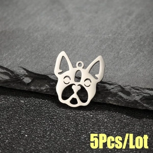 Gepolijste roestvrijstalen pug bedeltjes voor sieraden maken, set van 5 stuks