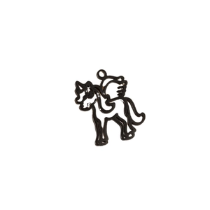 Black stainless steel winged unicorn pendant charm for DIY jewelry and necklace making