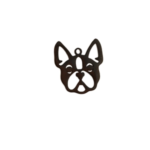 Hollow stainless steel pug pendant with a polished finish for DIY jewelry making