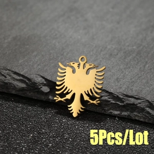 5Pcs gold plated stainless steel Albanian double headed eagle pendant necklaces