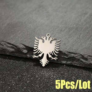 5Pcs stainless steel double-headed eagle wing pendants for DIY necklace making