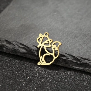 Origami Fox Pendants Hollow Animal Shape Stainless Steel Charms For DIY Jewelry Making Necklaces Bracelets Fashion