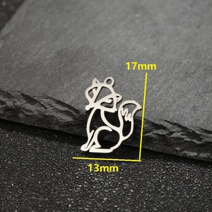 5pcs origami fox stainless steel hollow pendants measuring 17mm by 13mm for DIY jewelry