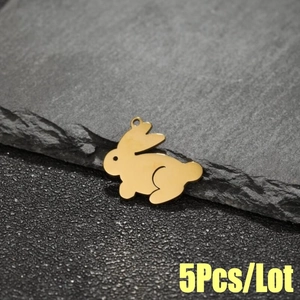 5Pcs set of cute rabbit shaped stainless steel charms in golden finish for DIY jewelry