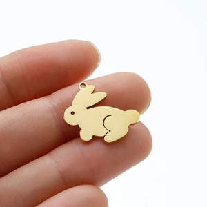 5pcs minimalist golden stainless steel rabbit pendants for DIY necklace jewelry making