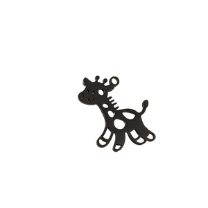 Minimalist black stainless steel giraffe charm pendant with decorative cut-out design