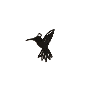 Pendentifs colibri noirs en acier inoxydable pour création de bijoux DIY avec anneau