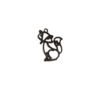 5pcs black minimalist origami fox charms in hollow stainless steel for DIY jewelry making
