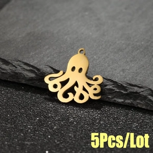 Gold plated stainless steel octopus charms set of 5 for DIY jewelry making