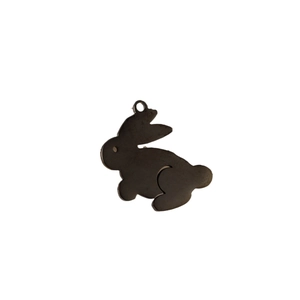 5pcs minimalist matte black rabbit pendant charms in stainless steel for DIY jewelry making