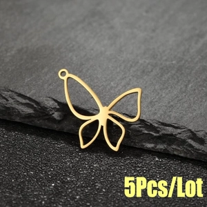Goldener Schmetterling-Anhänger aus Edelstahl für DIY-Halsketten und Ohrringe