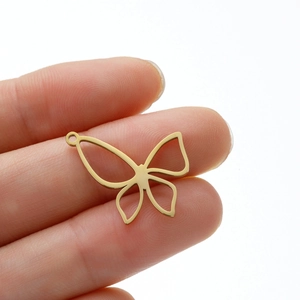 5 goldene Edelstahl-Schmetterlingsanhänger mit Öse für die DIY-Halskettenherstellung
