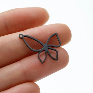Schwarzer matter hohler Schmetterling-Anhänger aus Edelstahl für DIY-Schmuckherstellung