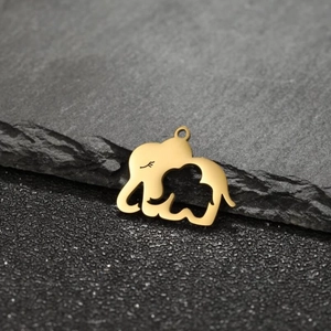 Pendentif Éléphant En Acier Inoxydable Design Creux Mère Enfant Animal Accessoire Bijoux DIY Pour Collier Style Minimaliste