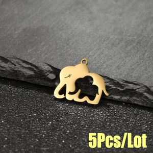 Lot de 5 pendentifs éléphant en acier inoxydable doré pour création de bijoux DIY
