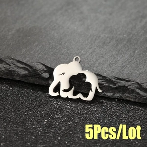 Lot de 5 pendentifs éléphants en acier inoxydable pour création de bijoux DIY