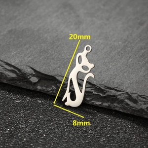 Minimalist cat-shaped stainless steel pendant with dimensions of 20mm by 8mm for DIY jewelry