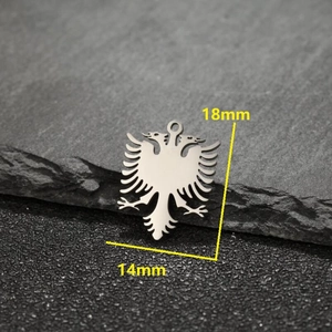 Stainless steel Albania eagle pendant necklace with 18mm height and 14mm width