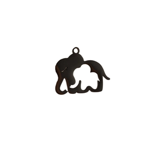 Pendentif éléphant minimaliste en acier inoxydable noir avec découpe pour bijoux DIY