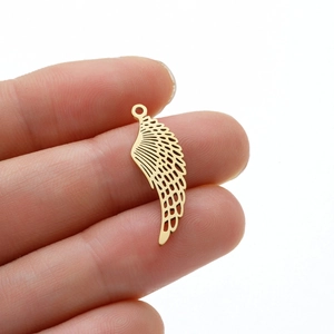 Golden hollow angel wing pendant accessory for DIY necklaces and bracelets in stainless steel