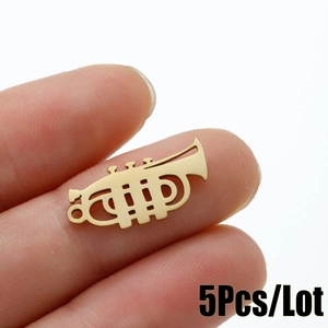 Pendentif Instrument Musique Trompette Acier Inoxydable Ajouré Hip Hop Charms Pour Fabrication Bijoux DIY
