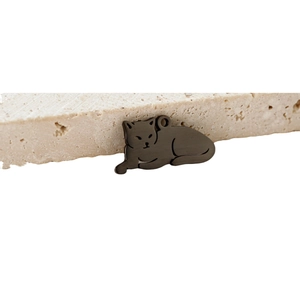 Cute black stainless steel sleeping cat pendant charm for DIY jewelry and necklaces