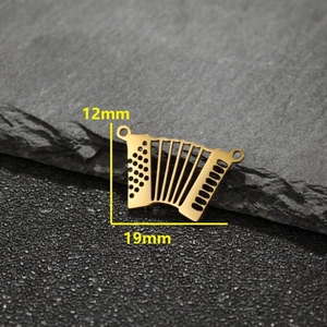 18K gold plated accordion pendant charm in stainless steel for DIY jewelry making