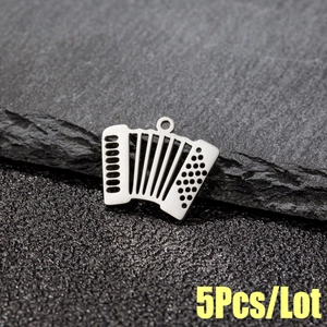 5Pcs lot of silver accordion charms in stainless steel for DIY jewelry making