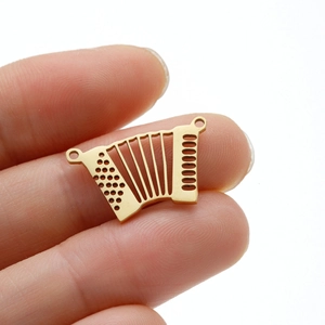 Gold plated stainless steel accordion pendant for DIY jewelry making with cut-out details