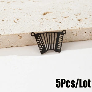 Detailed view of 5 accordion charms in gold-plated stainless steel for DIY jewelry