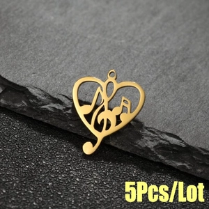 Ciondolo a Cuore con Nota Musicale in Acciaio Inossidabile Charms Geometrici DIY Ciondolo a Forma di Cuore per Creazione Gioielli
