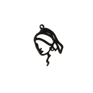 Girl with Pearl Earring minimalist silhouette stainless steel pendant charm on white background