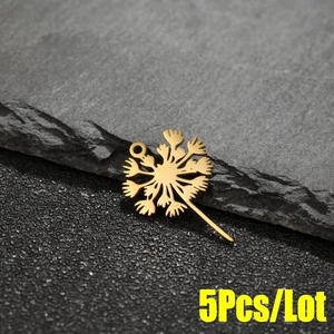 Dandelion Stainless Steel Pendant Botanical Flower Charm For DIY Jewelry Making Necklace Accessories For Men Women