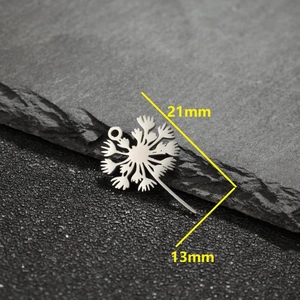 Polished stainless steel dandelion pendant charm measured at 21mm by 13mm for DIY jewelry