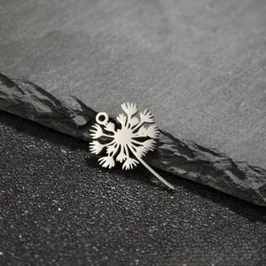Set of five stainless steel dandelion pendants on a natural stone for DIY jewelry
