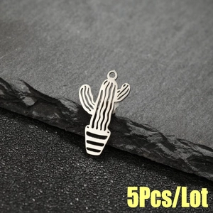 5Pcs stainless steel hollow cactus charms for DIY jewelry making and earring pendants