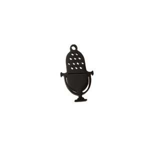 Vintage style matte black stainless steel microphone pendant with top hanging hole