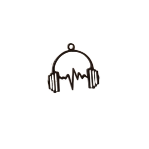 Sleek black heartbeat headphone pendant made of stainless steel for DIY jewelry making