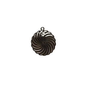 Modern geometric stainless steel rotating sunburst pendant charm in black finish