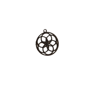 Pendentif rond évidé mandala en acier inoxydable noir au style minimaliste moderne