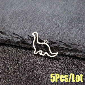 5Pcs lot of cutout stainless steel brontosaurus dinosaur pendants for jewelry making