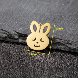 Polished gold hollow bunny rabbit pendant stainless steel DIY jewelry 17mm x 15mm size