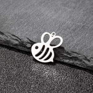Minimalist hollow bee pendant in stainless steel silver finish for jewelry making