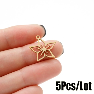Minimalist Stainless Steel Hollow Out Flower Star Pendant Charms For DIY Jewelry Making Necklace Bracelet Accessory Women