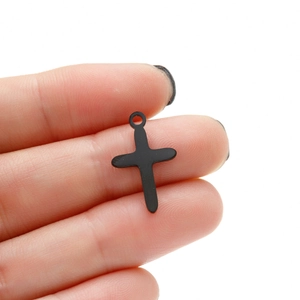 Minimalist black stainless steel cross pendant for DIY jewelry making necklace charms