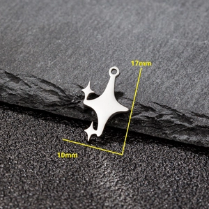 Pendentifs étoile minimalistes en acier inoxydable argent 17x10mm pour bijoux DIY