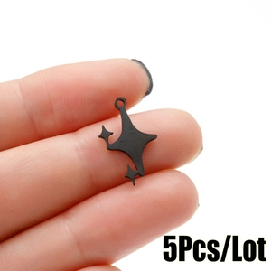 Lot de 5 pendentifs étoiles minimalistes en acier inoxydable noir mat pour bijoux DIY