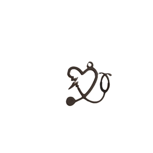 Black stainless steel stethoscope heart pendant necklace for medical professionals
