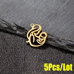 Pendentif Mère Et Enfant Étreinte Acier Inoxydable Creux Minimaliste Ligne Abstraite Charme Pour Bijoux DIY Fête Des Mères