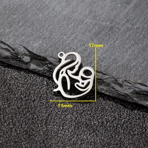 Pendentif mère et enfant en acier inoxydable argenté de 17 mm avec dimensions